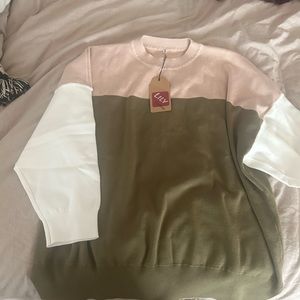 Multi color mock neck sweater